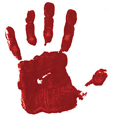 Image showing Red hand print on white background