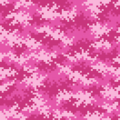 Image showing Camouflage pixel pattern in Pink seamlessly tileable