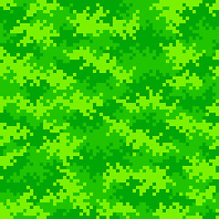 Image showing Neon green camouflage pixel pattern seamlessly tileable