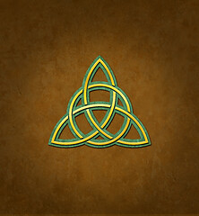 Image showing Celtic Trinity Knot or Triquetra against brown background