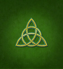 Image showing Celtic Trinity Knot or Triquetra against green background