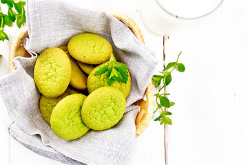 Image showing Cookies mint in basket on board top