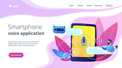 Image showing Chatbot voice controlled virtual assistantconcept landing page.
