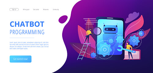 Image showing Chatbot app developmentconcept landing page.