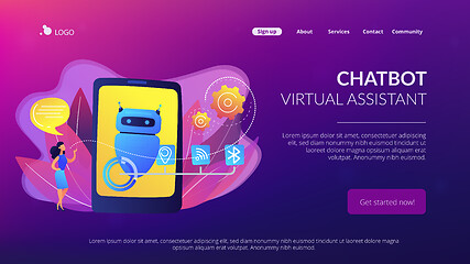 Image showing Chatbot virtual assistant via messagingconcept landing page.