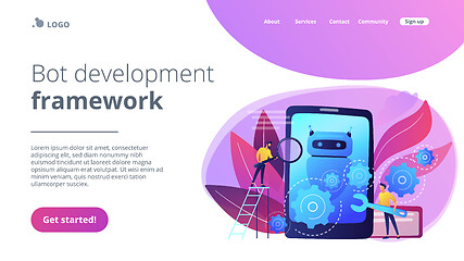 Image showing Chatbot app developmentconcept landing page.