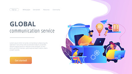 Image showing Global network connection concept landing page.