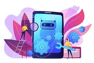 Image showing Chatbot app development concept vector illustration.