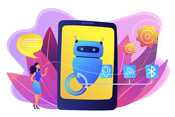 Image showing Chatbot virtual assistant via messaging concept vector illustration.