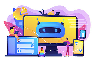 Image showing Chatbot development platform concept vector illustration.