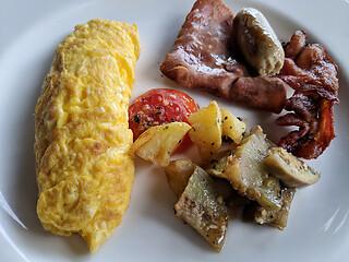 Image showing Breakfast with omelet eggs