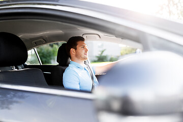 Image showing man or driver driving car in summer