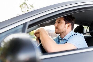 Image showing man or driver driving car in summer