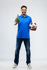 Image showing indian male football fan with soccer ball and beer