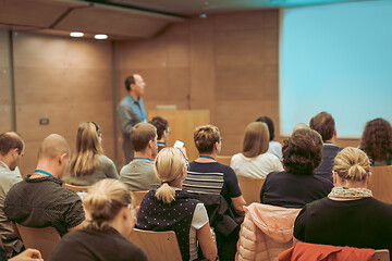 Image showing Audience in lecture hall on scientific conference.