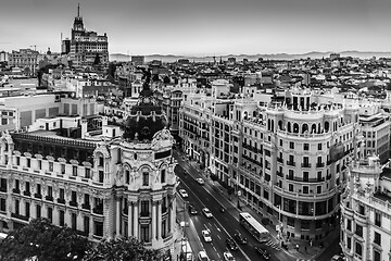 Image showing Panoramic view of Gran Via, Madrid, Spain.