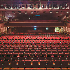 Image showing Interior of modern empty red congress hall