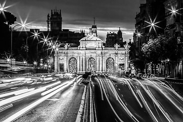 Image showing Puerta de Alcala, neo-classical monument in the Plaza de la Independencia in Madrid, Spain