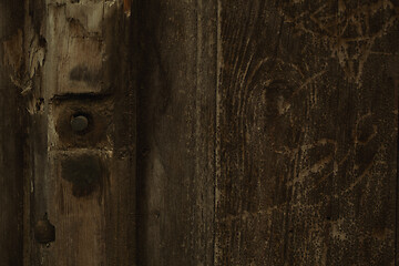 Image showing Background texture of old wood with a bolt