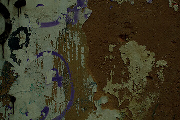 Image showing Grungy old dingy brown damaged wall background