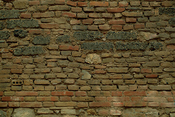 Image showing Old weathered irregular brick wall texture