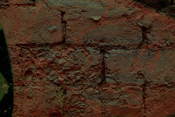 Image showing Close up detail of old weathered red bricks