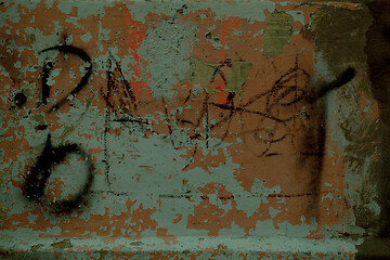 Image showing Old dilapidated wall texture with graffiti