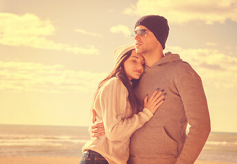 Image showing Couple chating and having fun at beach bar