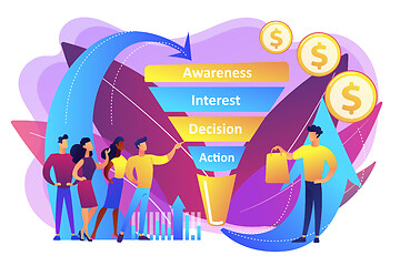 Image showing Sales funnel management concept vector illustration.