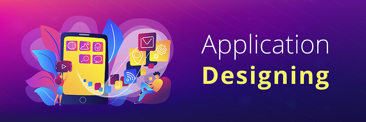 Image showing Mobile app development vector illustration