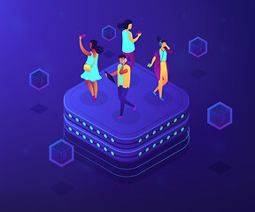 Image showing Social network behavior concept vector isometric illustration.