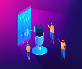 Image showing Personal voice assistant isometric 3D concept illustration.