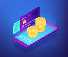 Image showing Money transfer isometric 3D concept illustration.