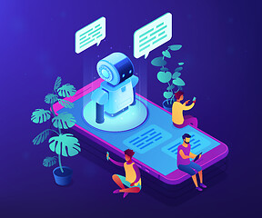 Image showing Messenger chatbot concept vector isometric illustration.