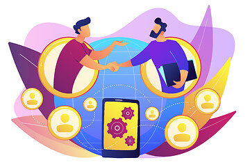 Image showing Mobile collaboration concept vector illustration.