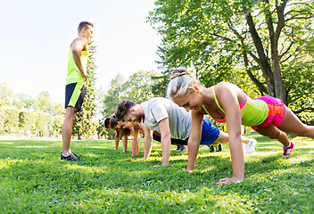 Image showing group of people exercising at park in summer