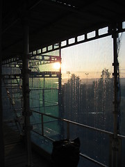 Image showing Sunset inside a construction site