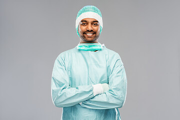 Image showing indian male doctor or surgeon in protective wear