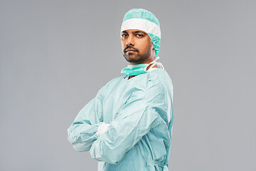 Image showing indian male doctor or surgeon in protective wear