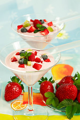 Image showing Yogurt with fresh fruits