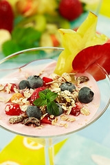 Image showing Yogurt with fresh fruits