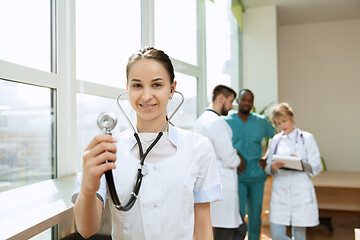 Image showing Healthcare people group. Professional doctors working in hospital office or clinic