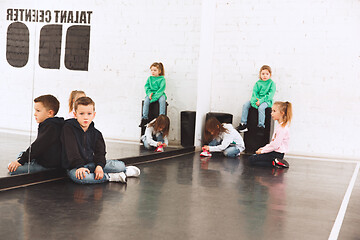 Image showing The kids at dance school. Ballet, hiphop, street, funky and modern dancers