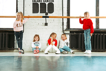 Image showing The kids at dance school. Ballet, hiphop, street, funky and modern dancers