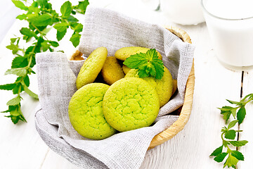 Image showing Cookies mint in basket on board