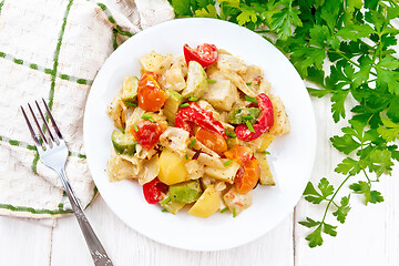 Image showing Ragout vegetable with zucchini on light board top