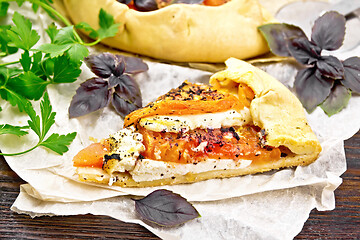 Image showing Galeta with tomato and cheese on parchment