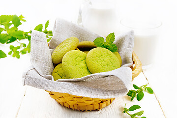 Image showing Cookies mint in basket on table