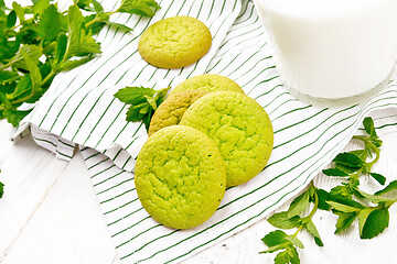 Image showing Cookies mint with napkin on light board