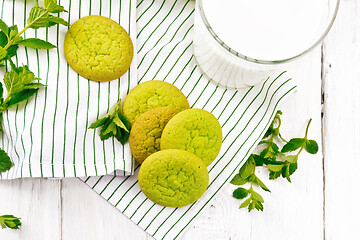 Image showing Cookies mint with napkin on light board top